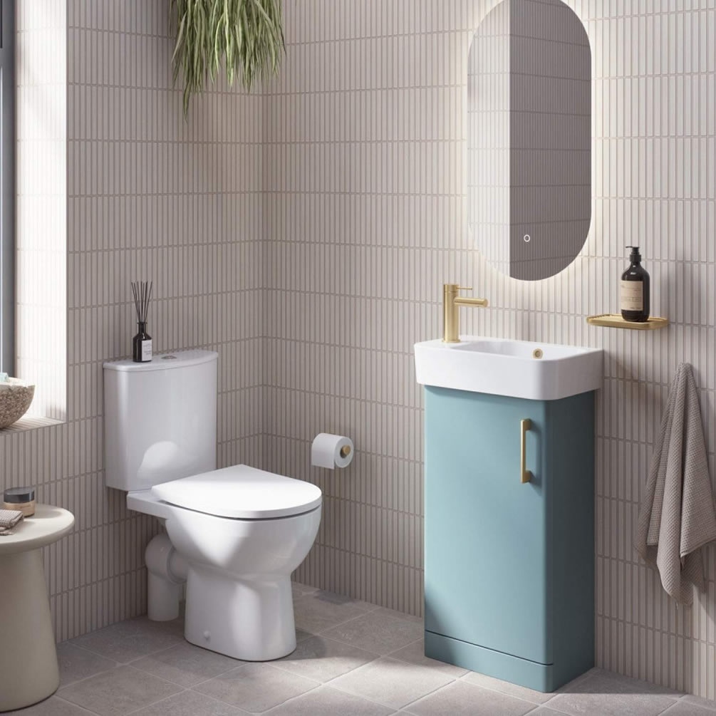 Tavistock Arlo 400mm Matt Viridian Green Cloakroom Vanity Unit & Basin - Lifestyle Image
