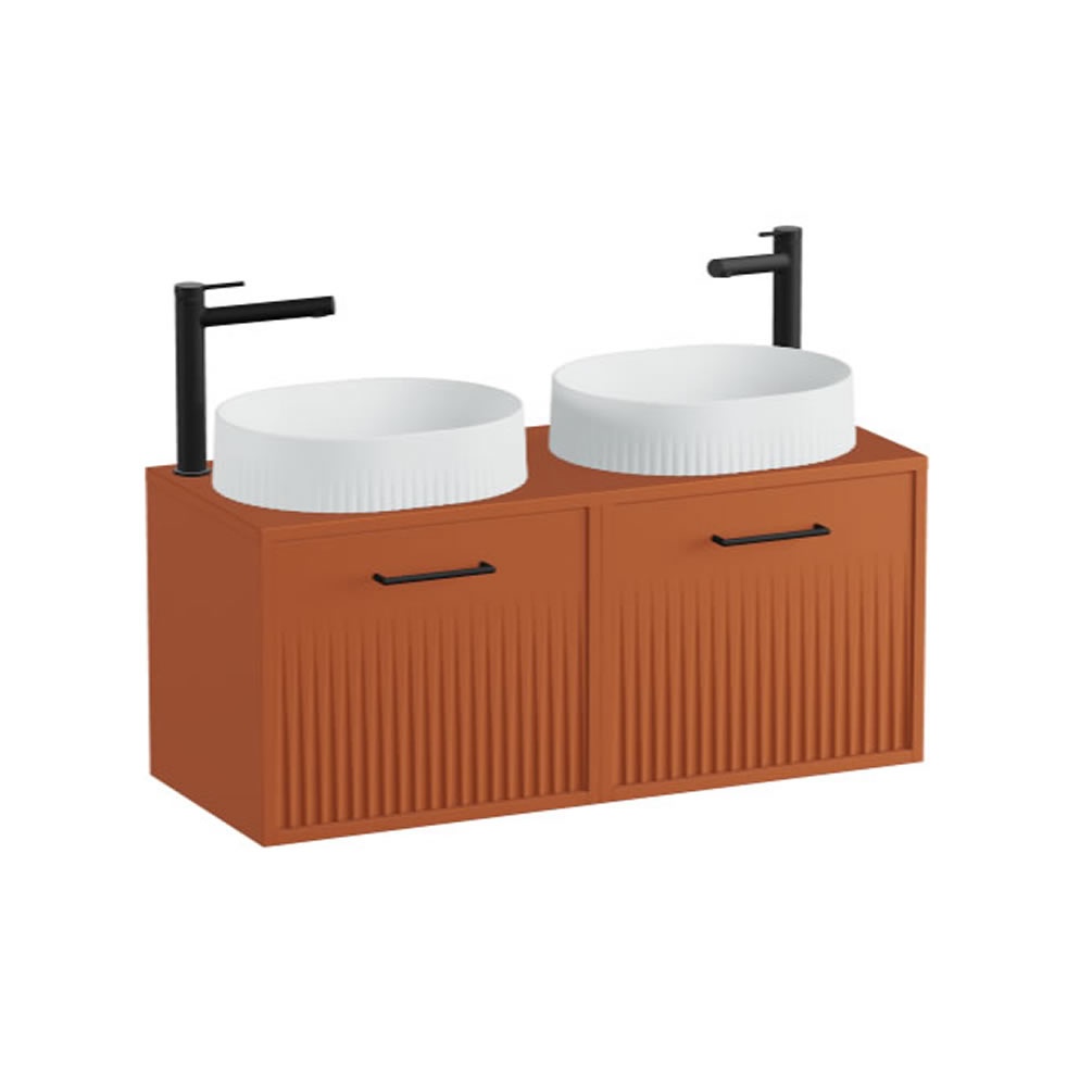 Vado Safari Fluted 1000mm Terracotta Wall Hung Vanity Unit & Worktop