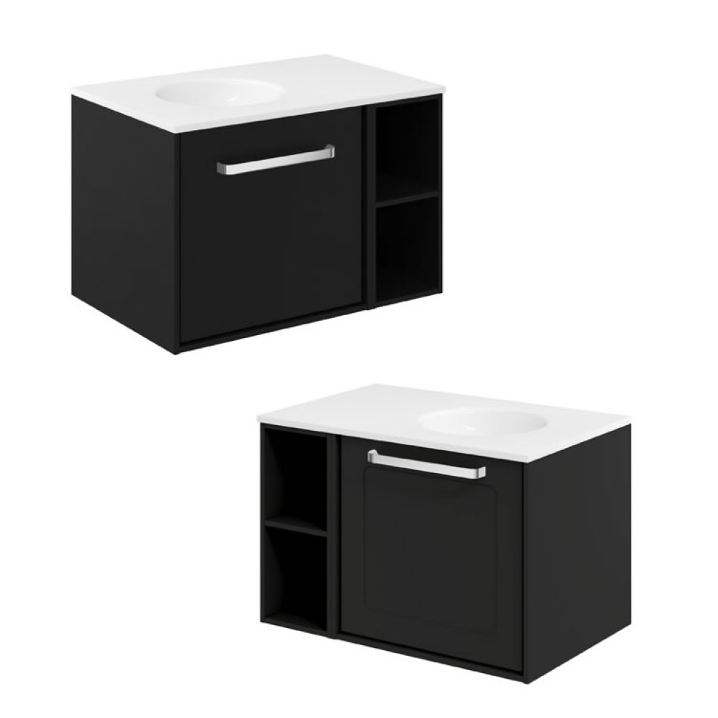 Cutout image of Crosswater Infinity 700mm Matt Black Wall-Hung Vanity Unit & Basin