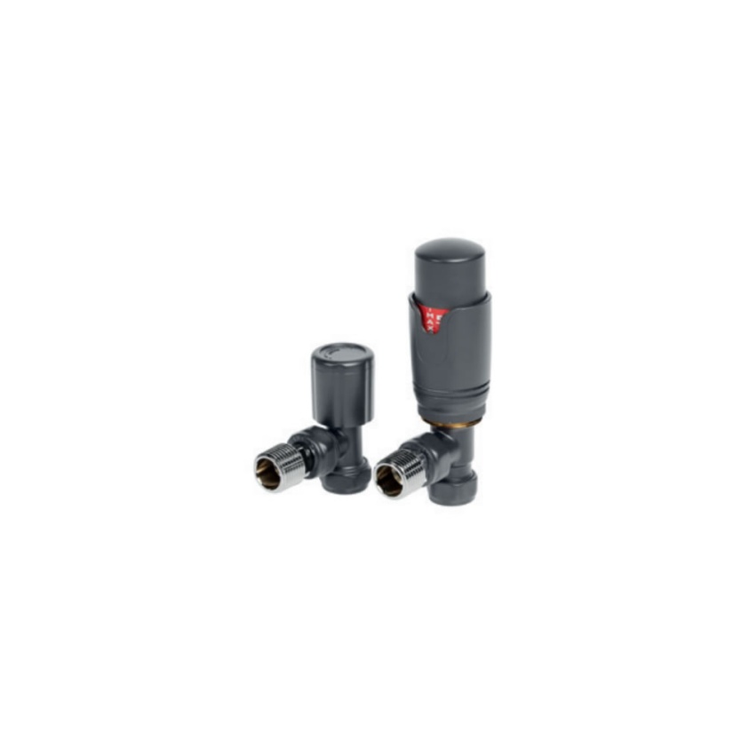 Velaro Anthracite Angled Thermostatic Rad Valves | Sanctuary