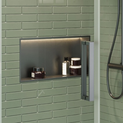 Lifestyle image of Crosswater Slate 610 x 305mm LED Shower Niche