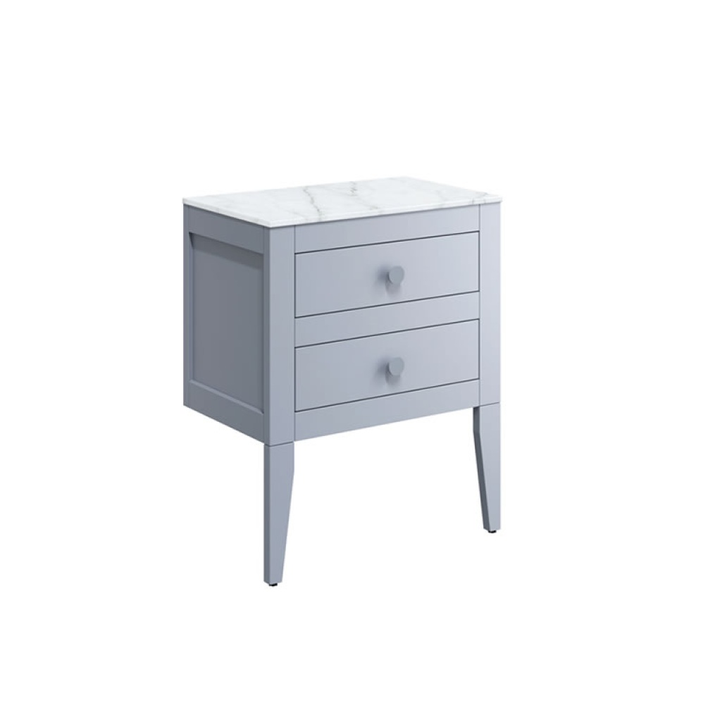 Cutout image of Crosswater Canvass Storm Grey Floor-Standing Vanity Unit with Marble Worktop 600mm