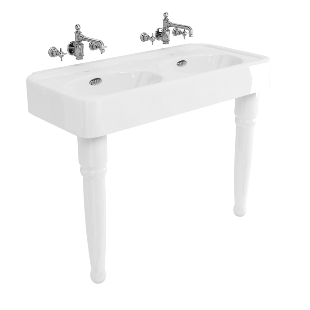 Product Cut out image of the Burlington Arcade 1200mm Double Basin with Ceramic Console Legs with no tap holes