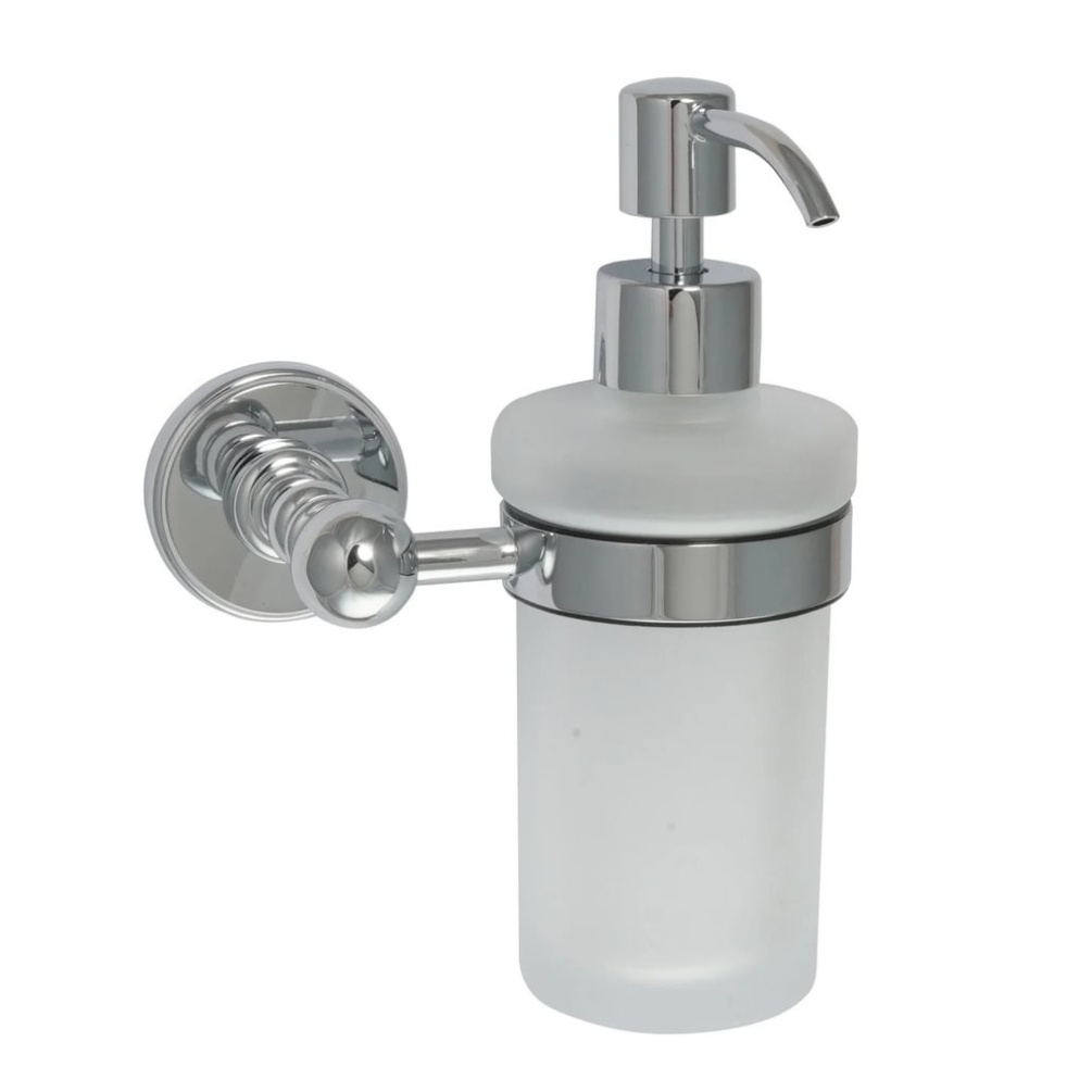 JTP Grosvenor Cross Chrome Frosted Glass Soap Dispenser Cut Out