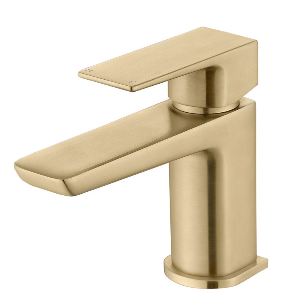 Product cut out image of the Dorian Brushed Brass Cloakroom Basin Mixer Tap ZERO105808