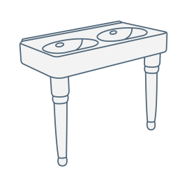 iconography image of an old style, period or traditional double bathroom sink/basin