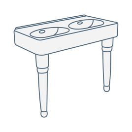 iconography image of an old style, period or traditional double bathroom sink/basin