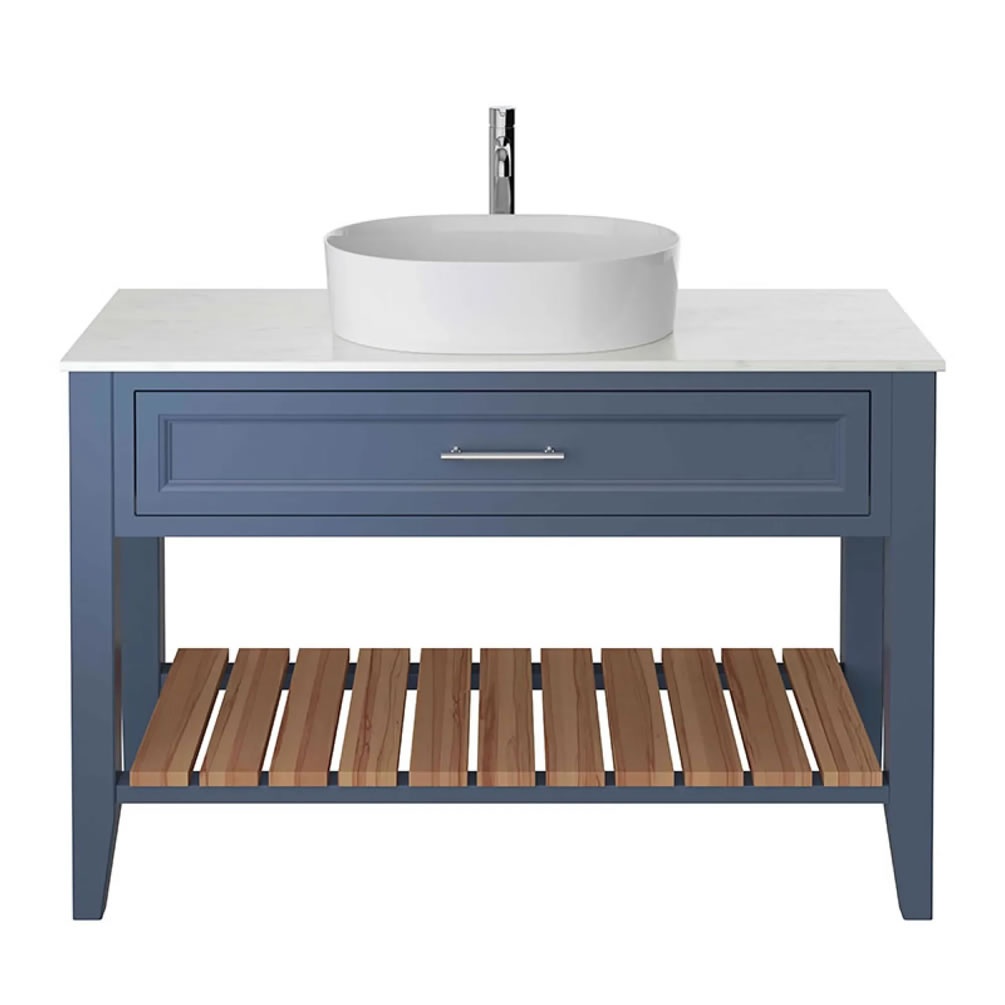 Heritage Broughton Maritime Blue 800mm Washstand & White Marble Worktop