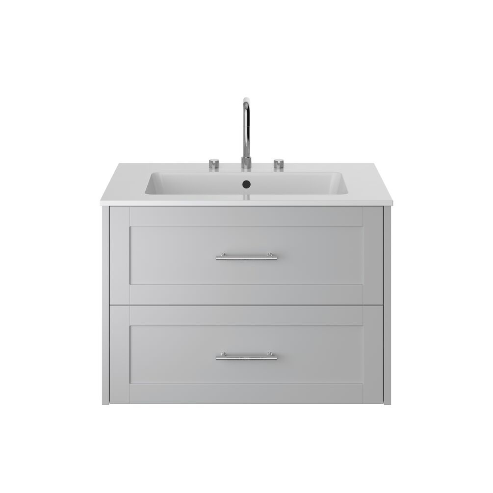 Cut out image of the Heritage Lynton 800mm Dove Grey Wall Hung Vanity Unit, Basin & Handle Pack