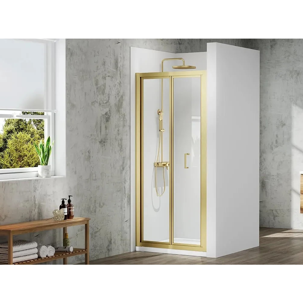 Cutout image of Merlyn Mbox 700mm Brushed Brass Bifold Shower Door