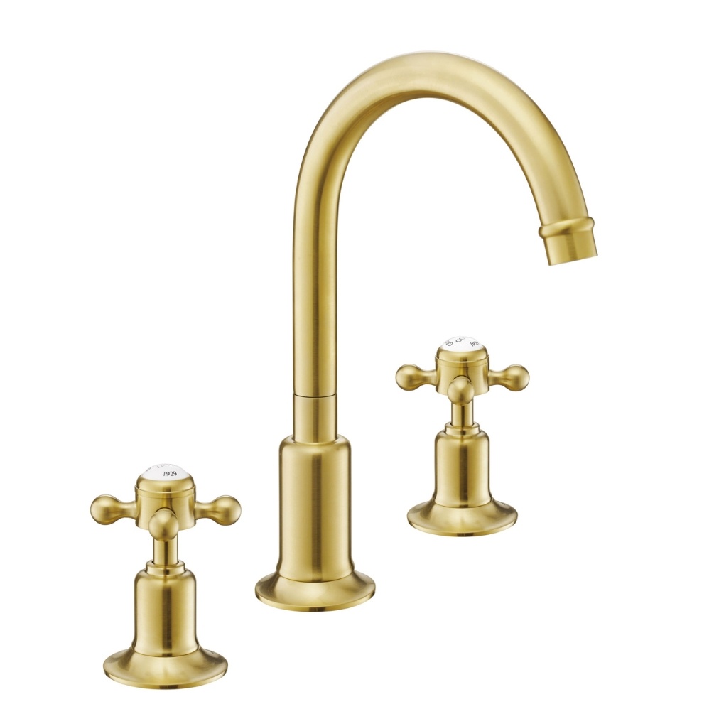 JTP Grosvenor Cross 3 Tap Holes Basin Mixer With Swivel Spout