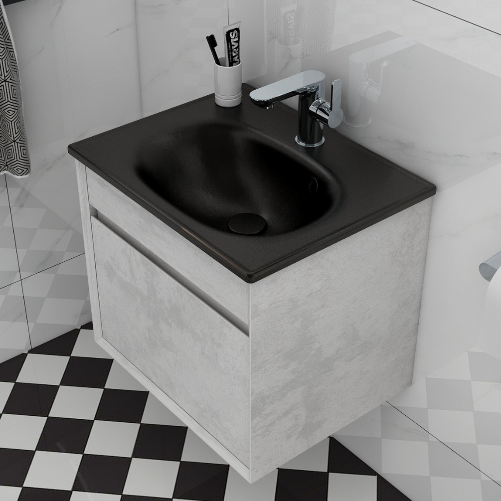 Imex Alma Natural Stone 500mm Wall Mounted Single Drawer Vanity Unit