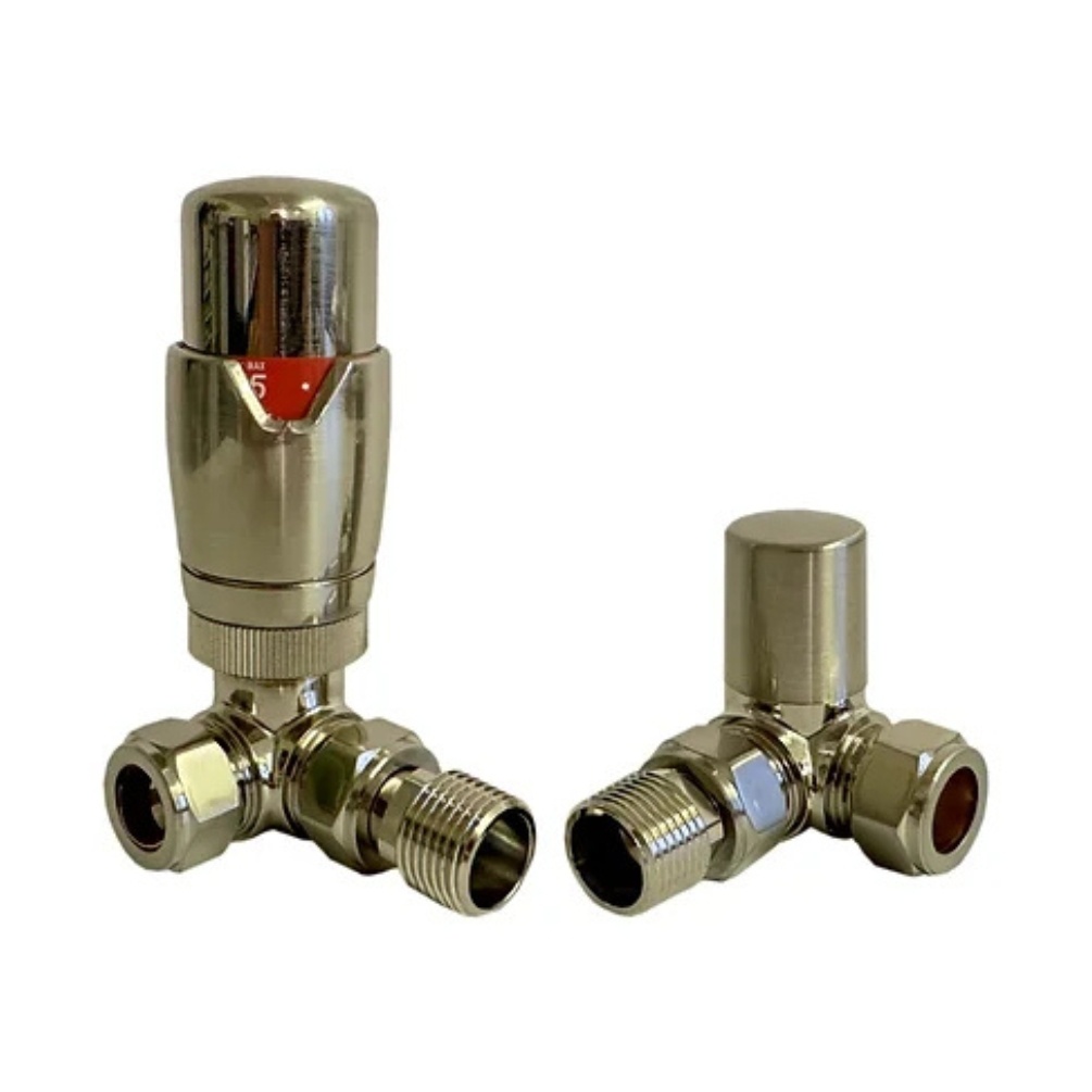 Product cut out image of the Radox Brushed Nickel Thermostatic Corner Valves