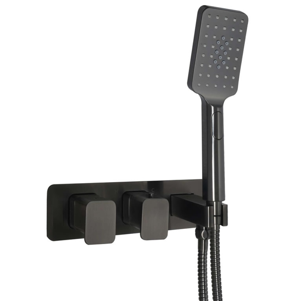 Cutout image of JTP Hix Brushed Black Dual Shower Valve & Handset