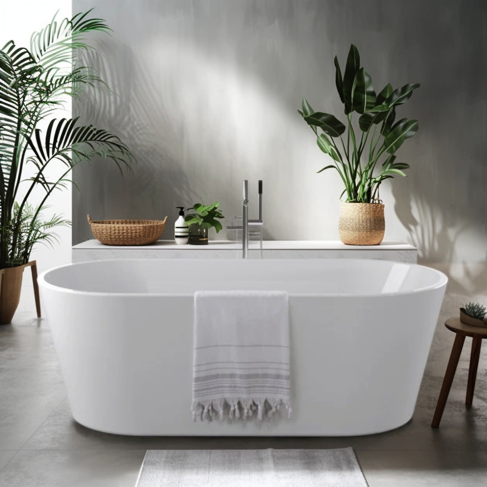 Product lifestyle image of Sanctuary Fernie 1700mm x 750mm Gloss white Double Ended Freestanding Bath SB203-1700