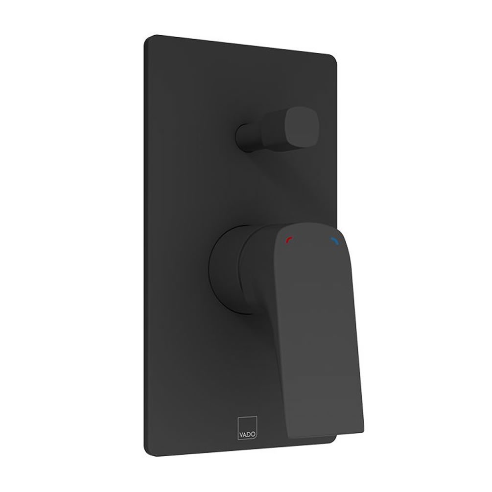 Vado Cameo Matt Black 2 Outlet Manual Shower Valve With Diverter