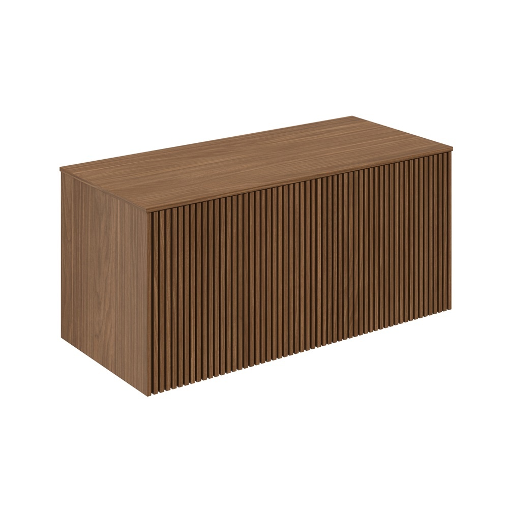 Product cut out image of Crosswater Limit 1000mm Royal Walnut Wall Hung Vanity Unit and worktop LM5000DRWAN LM1010TRW