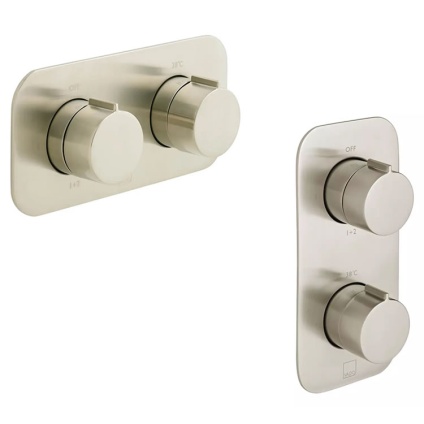Cutout image of Vado Individual Altitude Brushed Nickel Dual Outlet Thermostatic Shower Valve