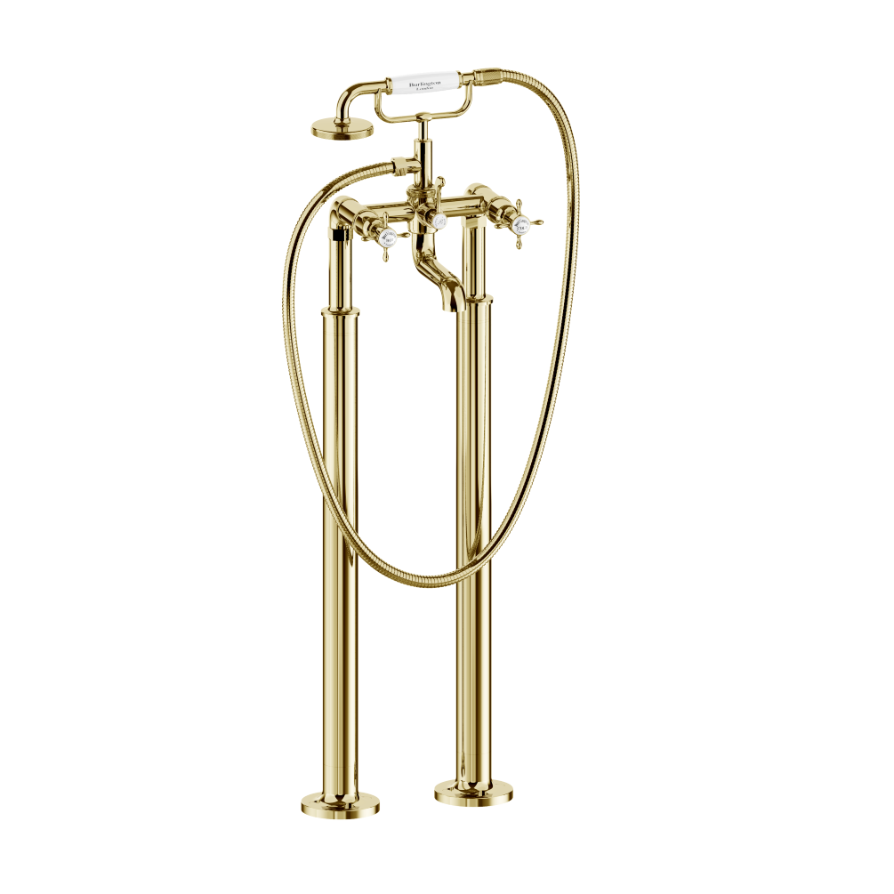 Cut out image Burlington Guild Floor standing Gold Bath Shower Mixer