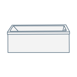 iconography image of a square bathtub/straight bathtub with squared edges