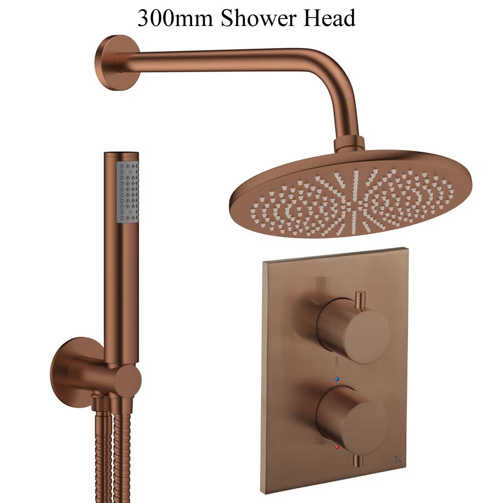 Cutout image of Crosswater Crossbox Brushed Bronze Dual Outlet Rainfall Shower Set