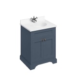 Product Cut out image of the Burlington Minerva 650mm Worktop & Blue Freestanding Vanity Unit with Doors with white worktop