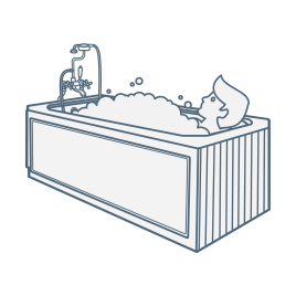 iconography image of a single ended bathtub suitable for one person bathing or bathing from one end