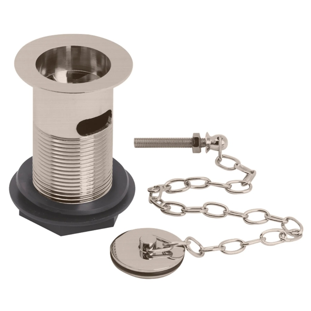BC Designs Brushed Nickel Plug and Chain Basin Waste Cut Out