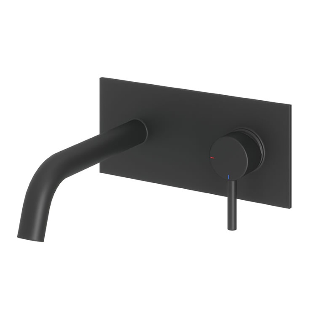 Product Cut out image of the Abacus Iso Matt Black Wall Mounted Basin Mixer