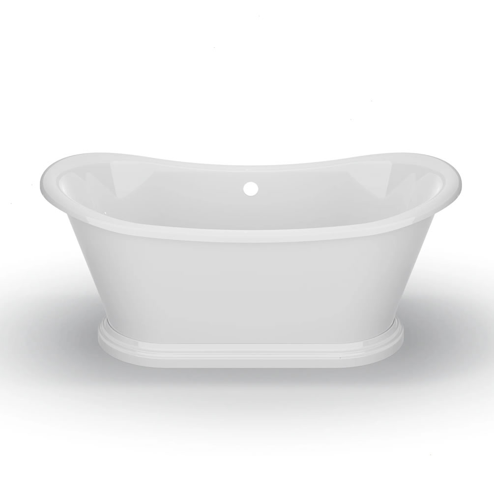 Waters Darcy 1660mm Bateau Freestanding Bath - White Finish