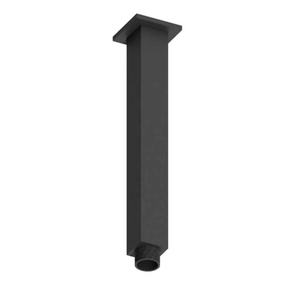 Product Cut out image of the Abacus Emotion Matt Black Square 250mm Fixed Ceiling Shower Arm