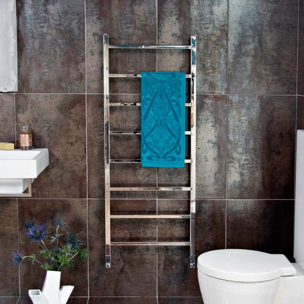 Lifestyle image of the The Sussex Range by JIS Brunswick 1250mm x 520mm Polished Stainless Steel Heated Towel Rail