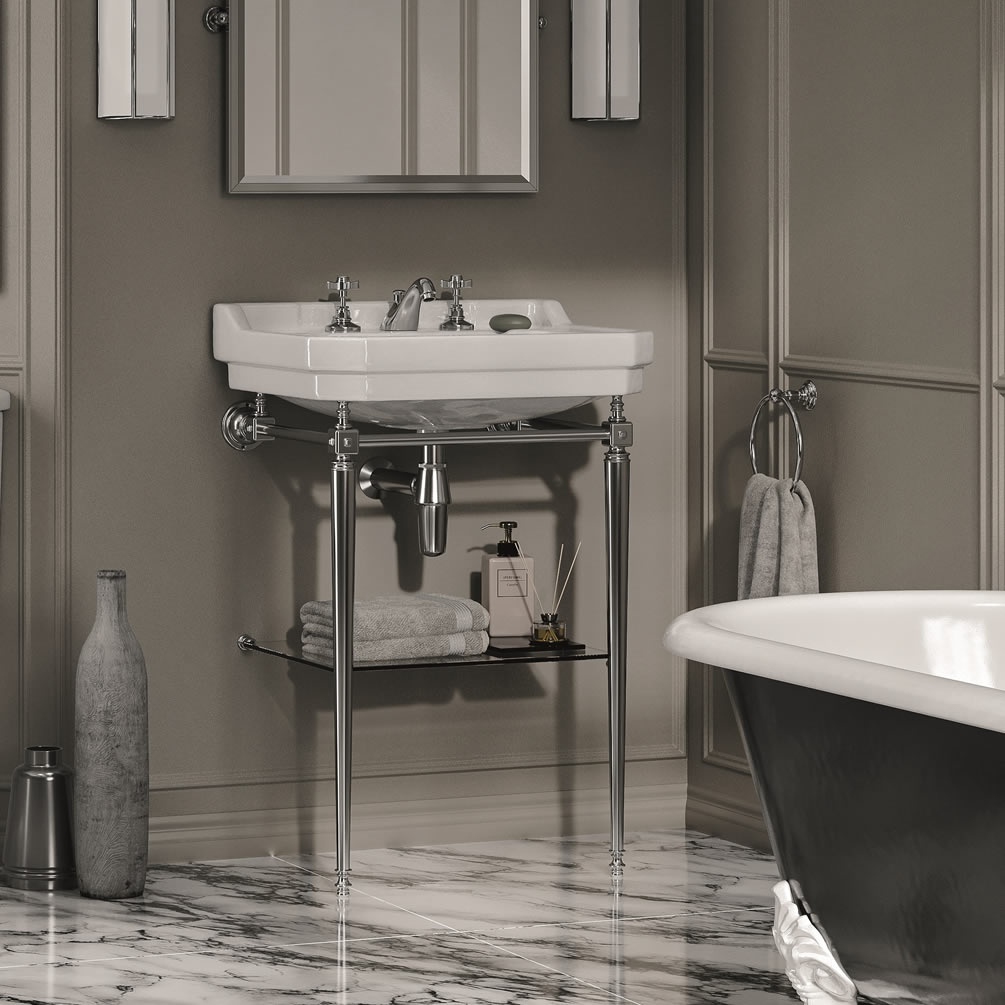 Imperial Lichfield 600mm Basin With Buxton Chrome Washstand - Lifestyle Image
