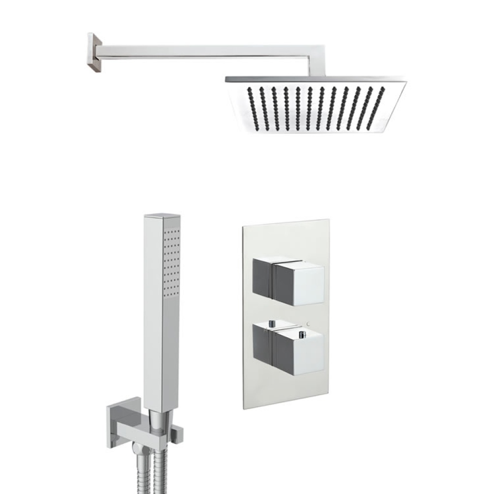 JTP Athena Square Shower Valve With Head, Arm & Handset