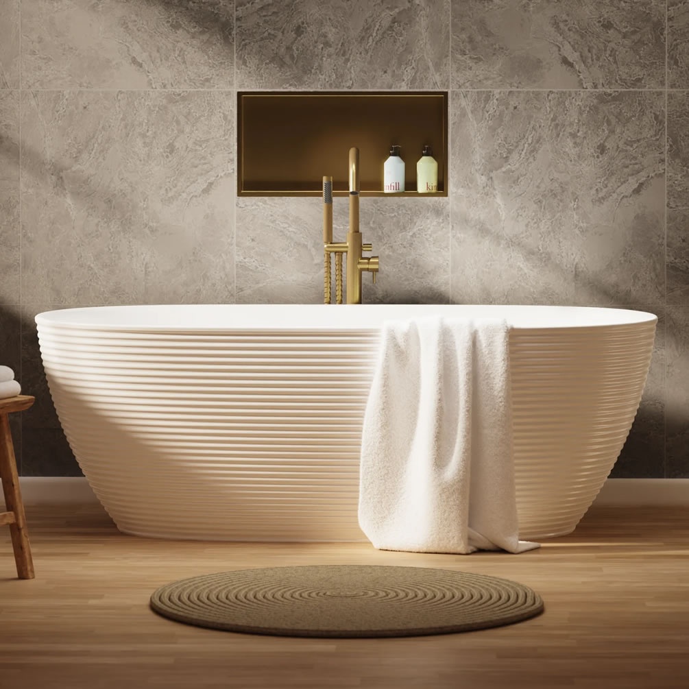 Lifestyle image of Crosswater Auriga Gloss White 1700 x 800mm Freestanding Bath
