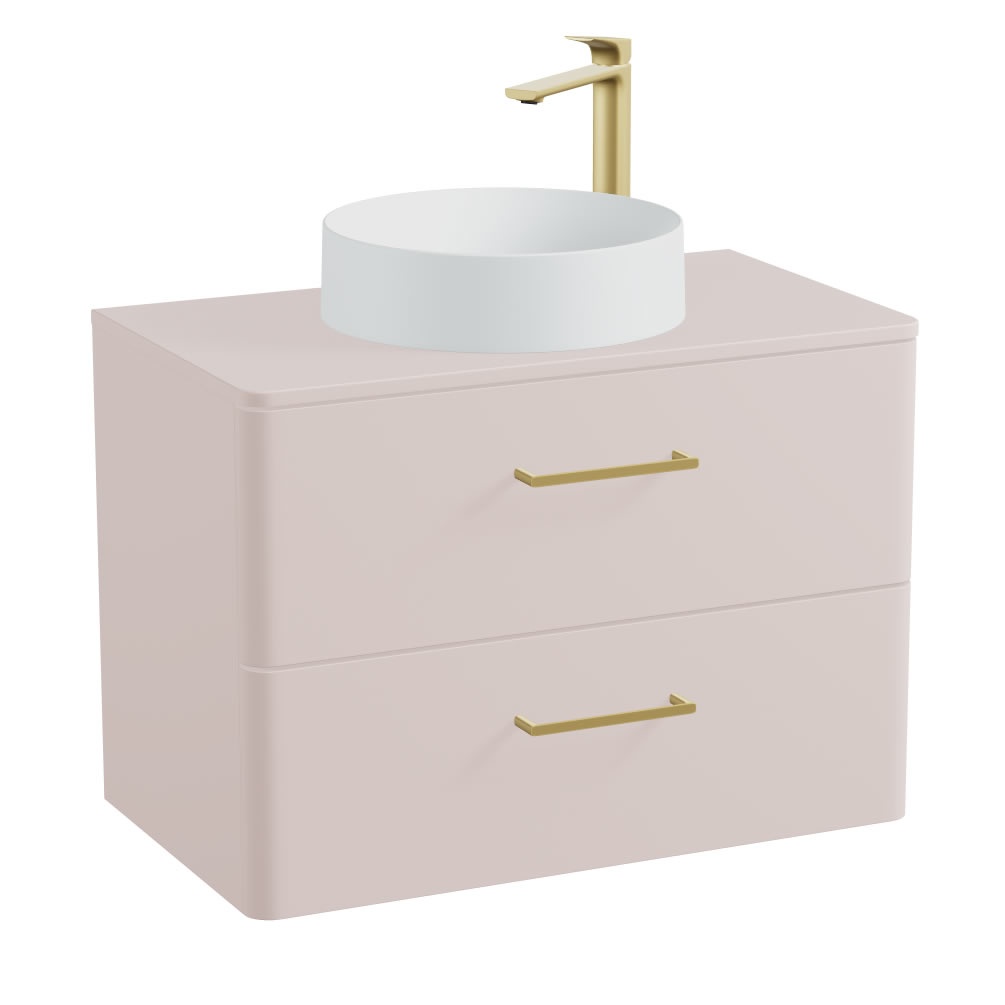 Vado Cameo 800mm Pink Clay Wall Hung 2 Drawer Vanity Unit, Worktop & Arctic Basin