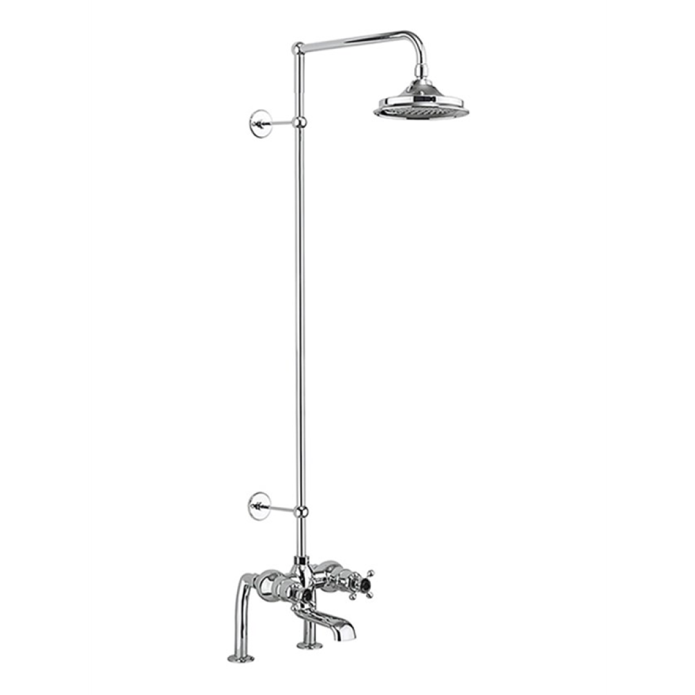 Product Cut out image of the Burlington Tay Thermostatic Bath Shower Mixer with Riser Rail & Black Indices