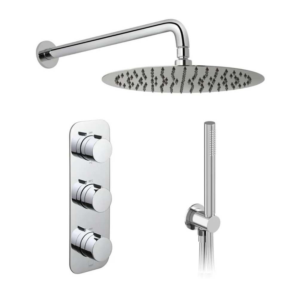 Cutout image of Vado Tablet Altitude Vertical Twin Outlet Thermostatic Shower Pack
