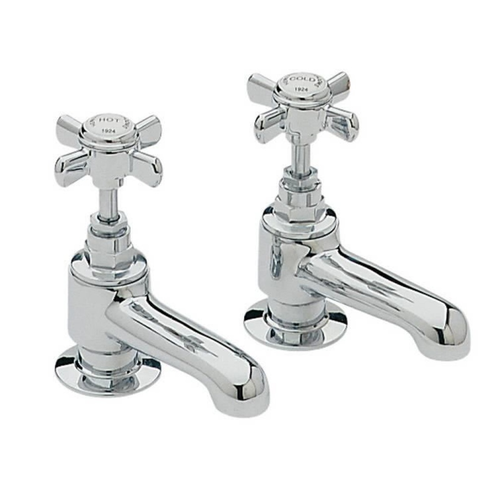 Heritage Dawlish Bath Pillar Taps Chrome Finish Image