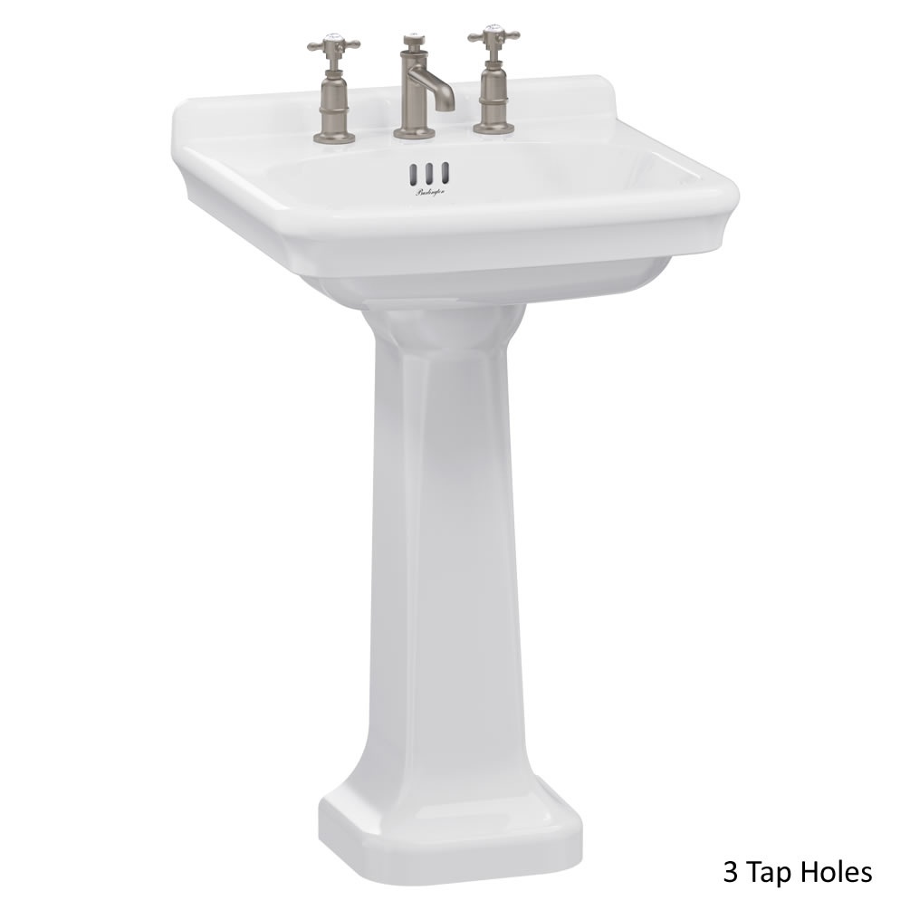 Burlington Guild 560mm Basin & Full Pedestal - 3 Tap Holes