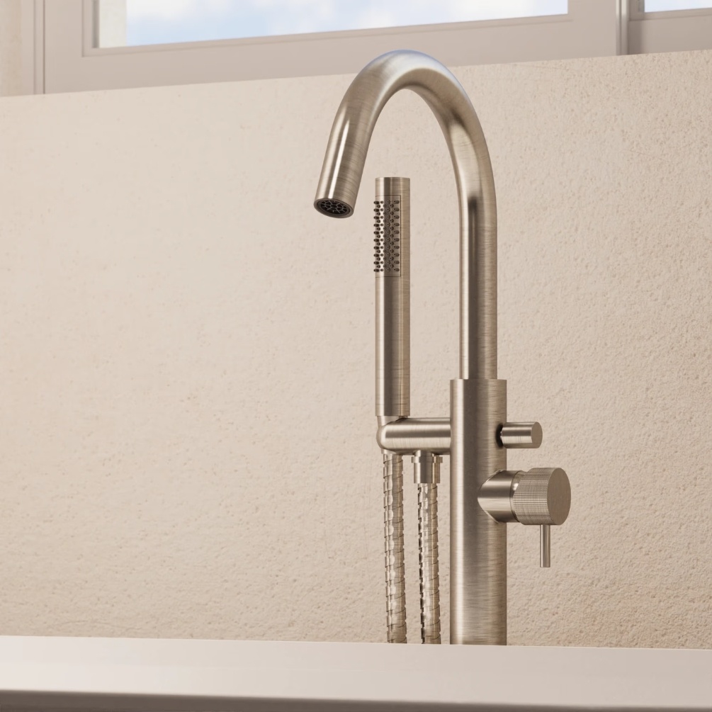 Crosswater MPRO Flute Brushed Nickel Freestanding Bath Shower Mixer Lifestyle