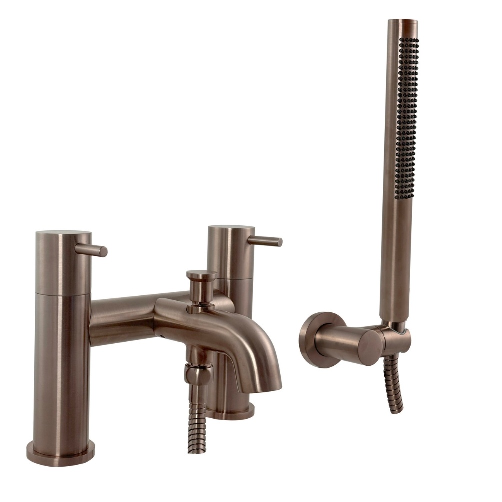 Image of JTP Vos Brushed Bronze Bath Shower Mixer with Handset Shower