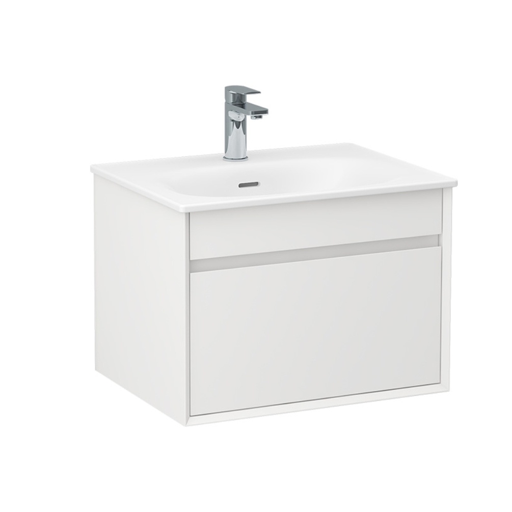 Imex Alma Matt White 600mm Wall Mounted Single Drawer Vanity Unit Cut Out
