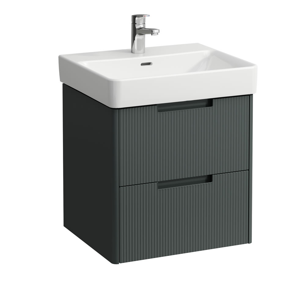 Cutout image of Laufen Juna Traffic Grey 550mm Wall-Hung Vanity Unit & Basin