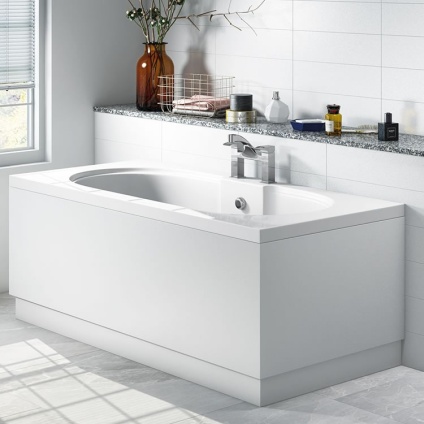 Lifestyle image of Halite White End Bath Panels