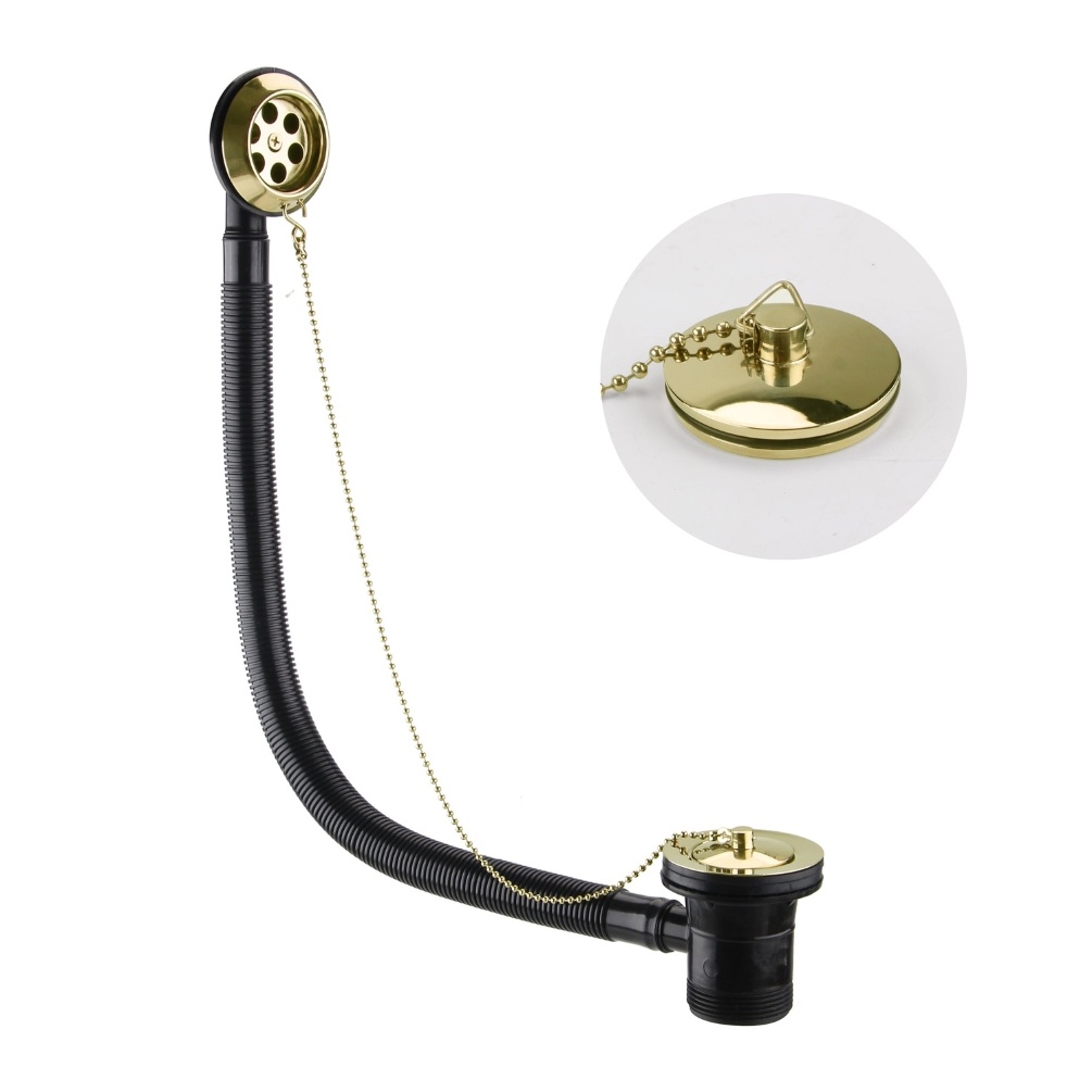 JTP Gold Overflow Cover with Plug & Chain Waste Cut Out