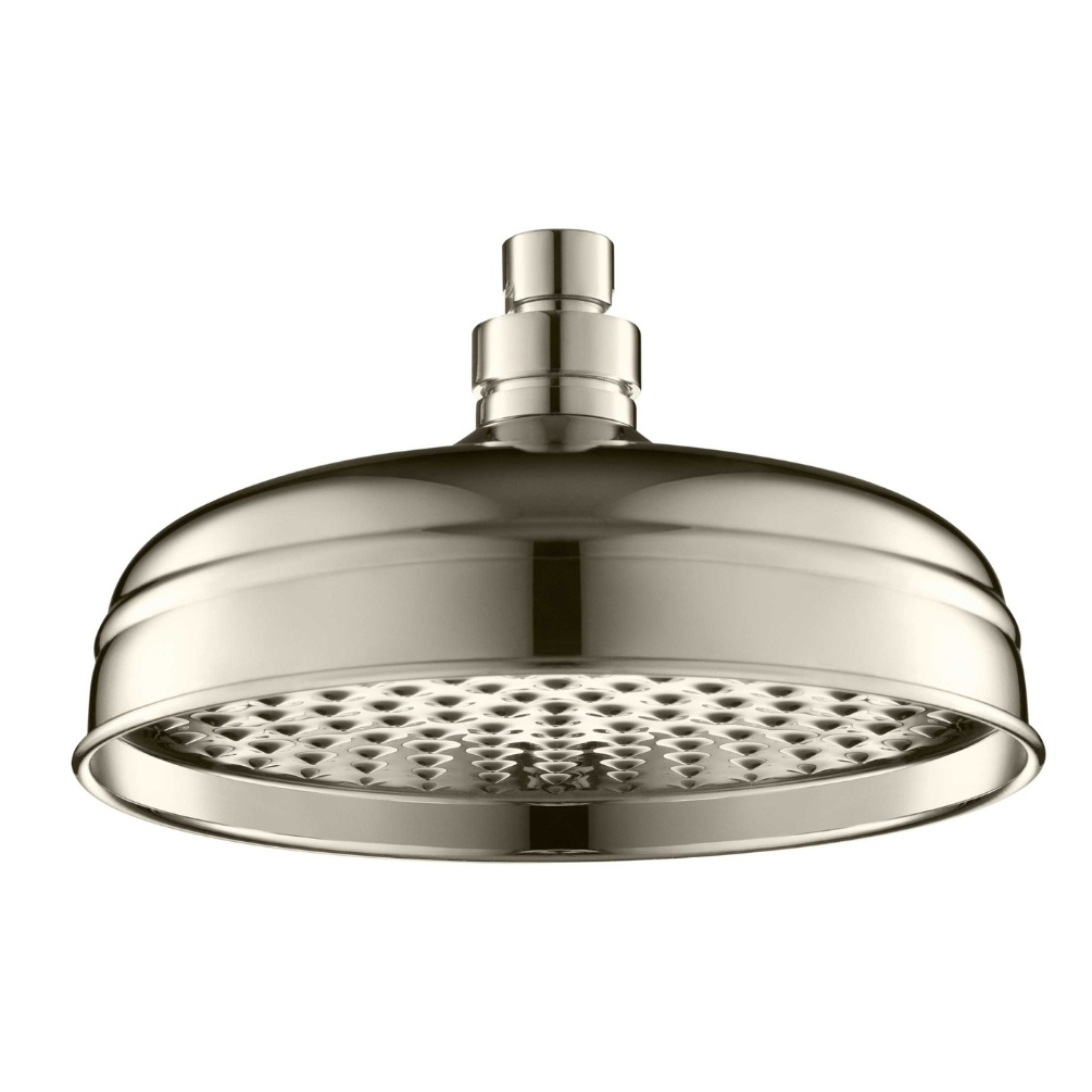 JTP Grosvenor Cross 200mm Nickel Round Rainfall Shower Head Cut Out