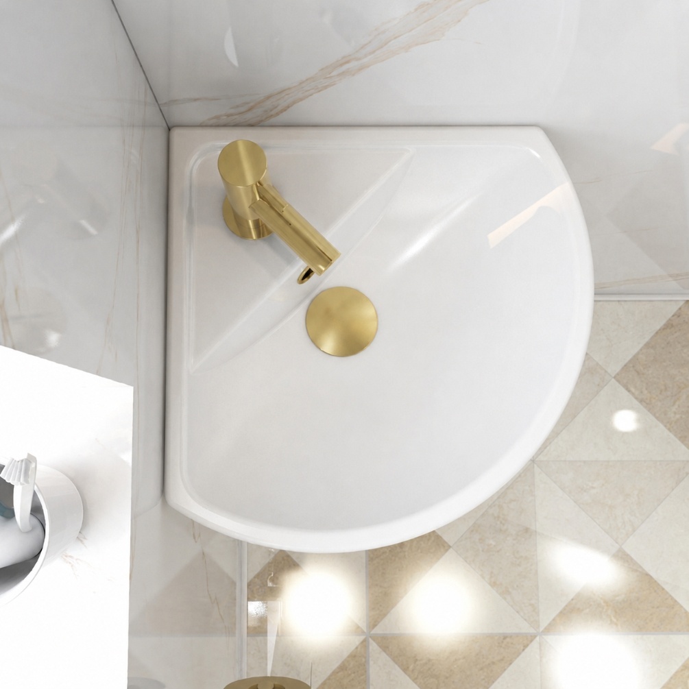 Imex Ivo 440mm Corner Cloakroom Basin  Brushed Brass