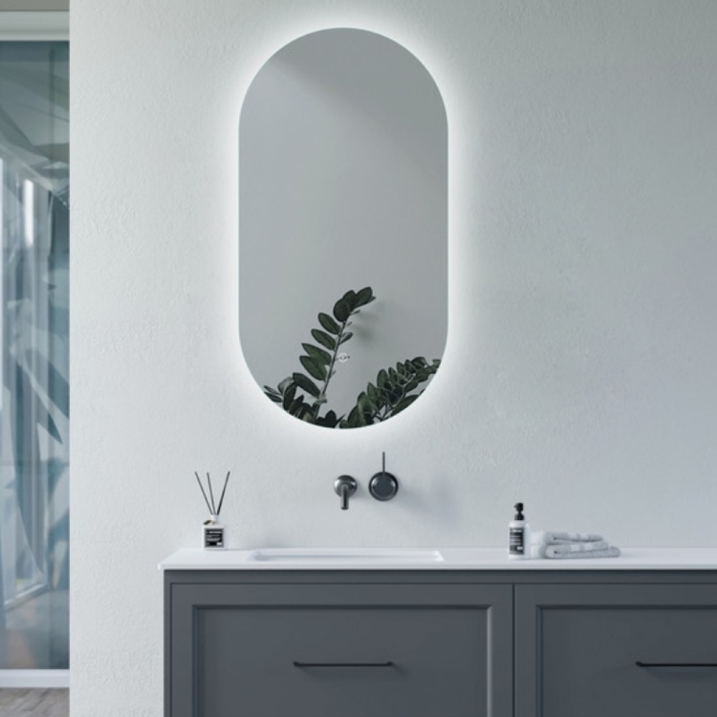 Product Lifestyle image of the Marlow Oblong 400mm x 800mm Backlit LED Mirror