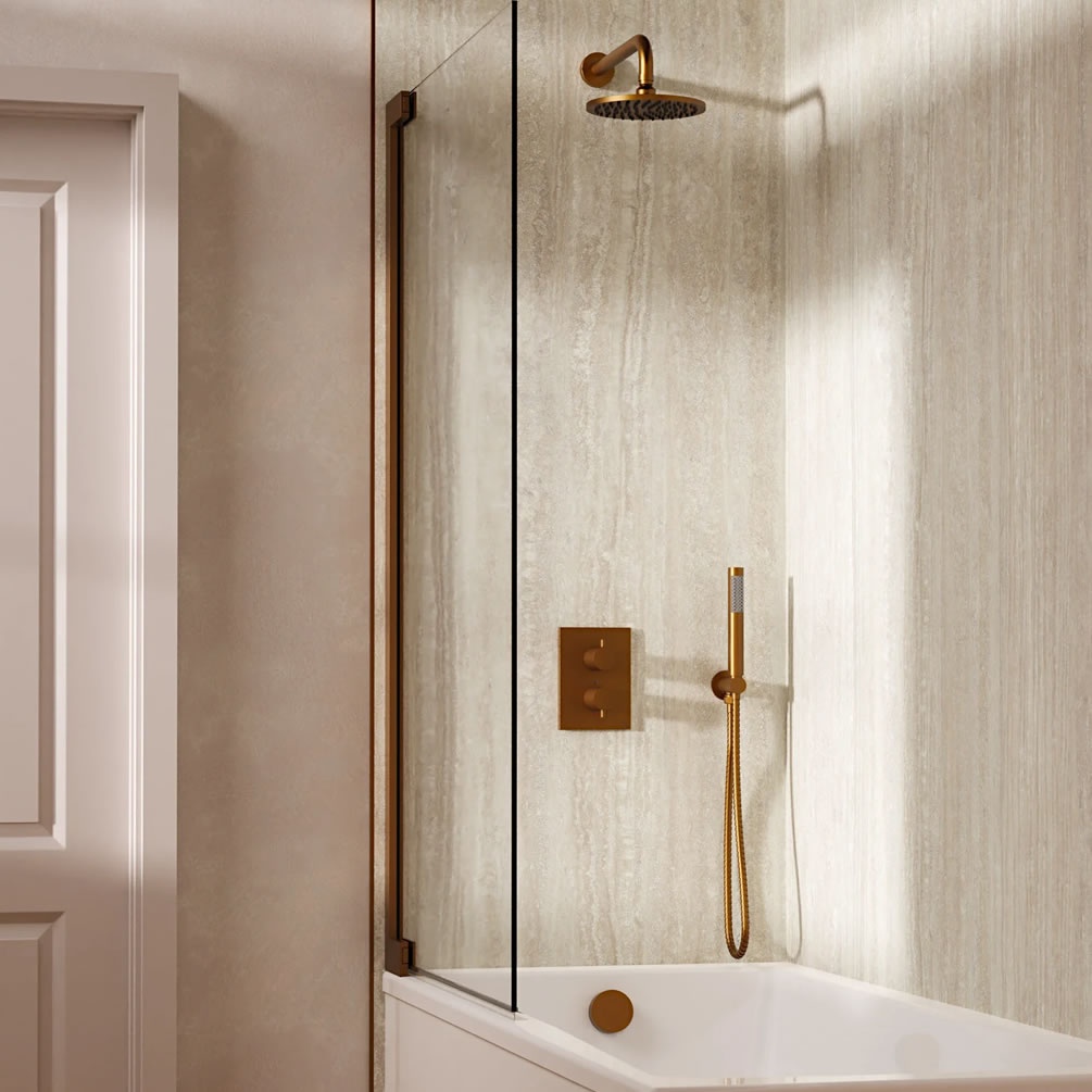 Lifestyle image of Crosswater Crossbox Brushed Bronze Triple Outlet Shower Bath Set